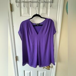 INC International Concepts inverted pleat blouse purple